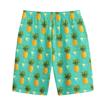 Geometric Pineapple Pattern Print Cotton Shorts