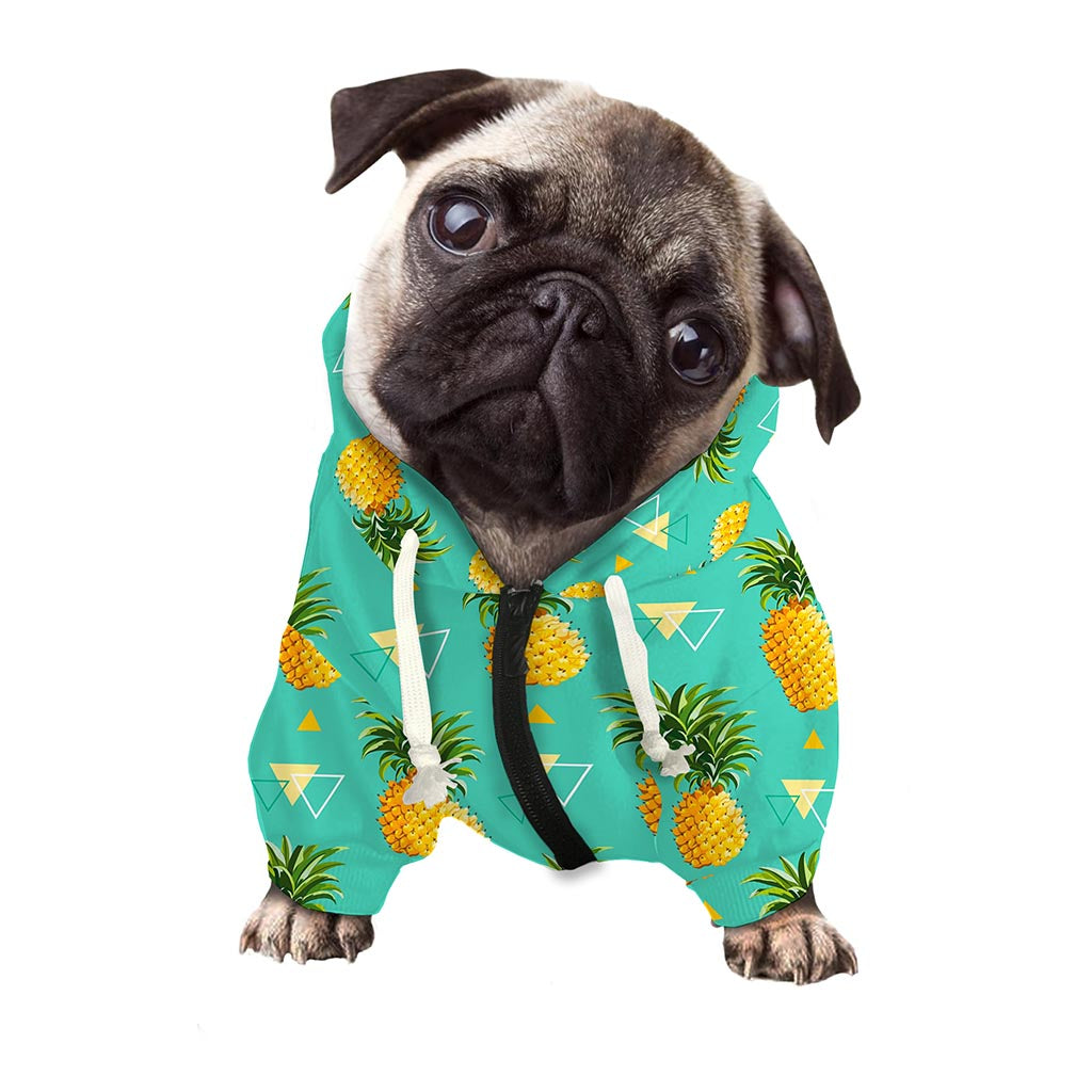 Geometric Pineapple Pattern Print Dog Zip Up Hoodie
