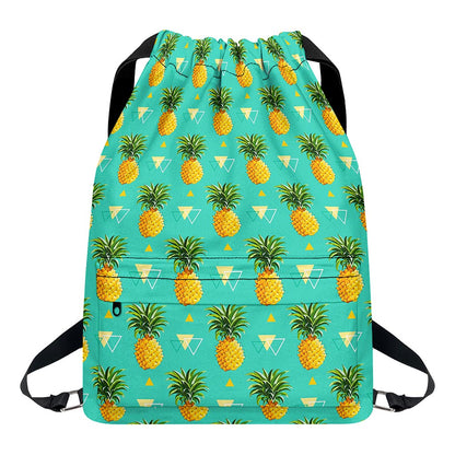 Geometric Pineapple Pattern Print Drawstring Backpack