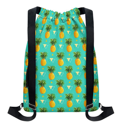 Geometric Pineapple Pattern Print Drawstring Backpack