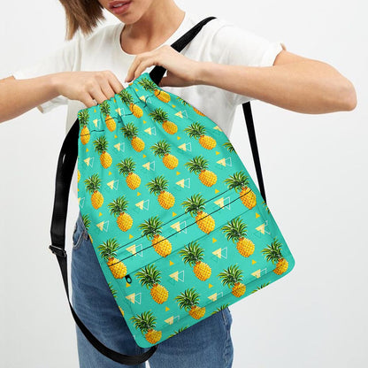Geometric Pineapple Pattern Print Drawstring Backpack