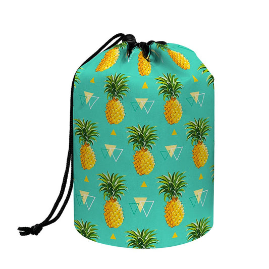 Geometric Pineapple Pattern Print Drawstring Makeup Bag