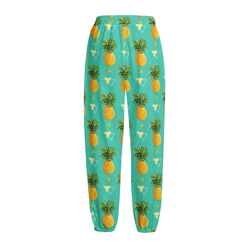 Geometric Pineapple Pattern Print Fleece Lined Knit Pants