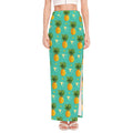Geometric Pineapple Pattern Print High Slit Maxi Skirt