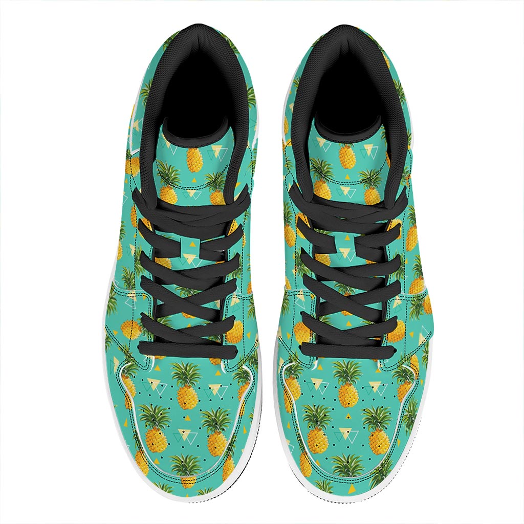 Geometric Pineapple Pattern Print High Top Leather Sneakers
