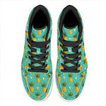 Geometric Pineapple Pattern Print High Top Leather Sneakers