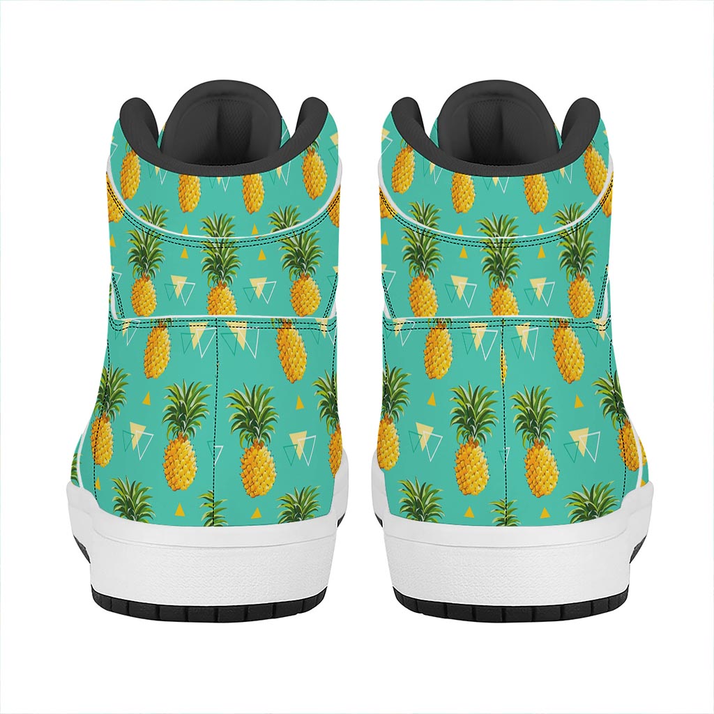 Geometric Pineapple Pattern Print High Top Leather Sneakers