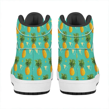 Geometric Pineapple Pattern Print High Top Leather Sneakers