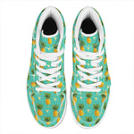 Geometric Pineapple Pattern Print High Top Leather Sneakers