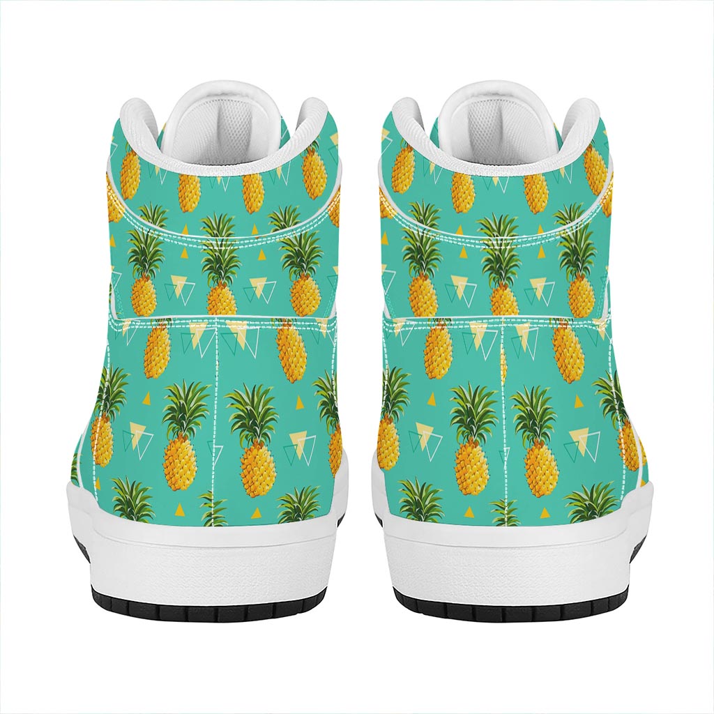 Geometric Pineapple Pattern Print High Top Leather Sneakers