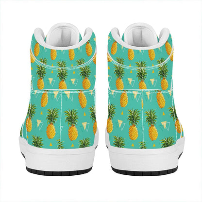 Geometric Pineapple Pattern Print High Top Leather Sneakers