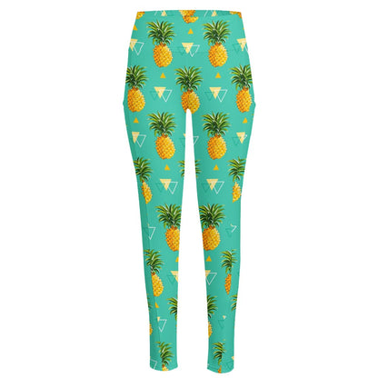 Geometric Pineapple Pattern Print High-Waisted Pocket Leggings