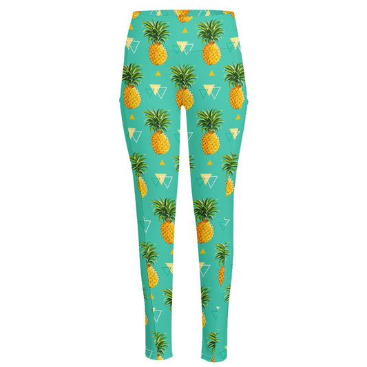 Geometric Pineapple Pattern Print High-Waisted Pocket Leggings