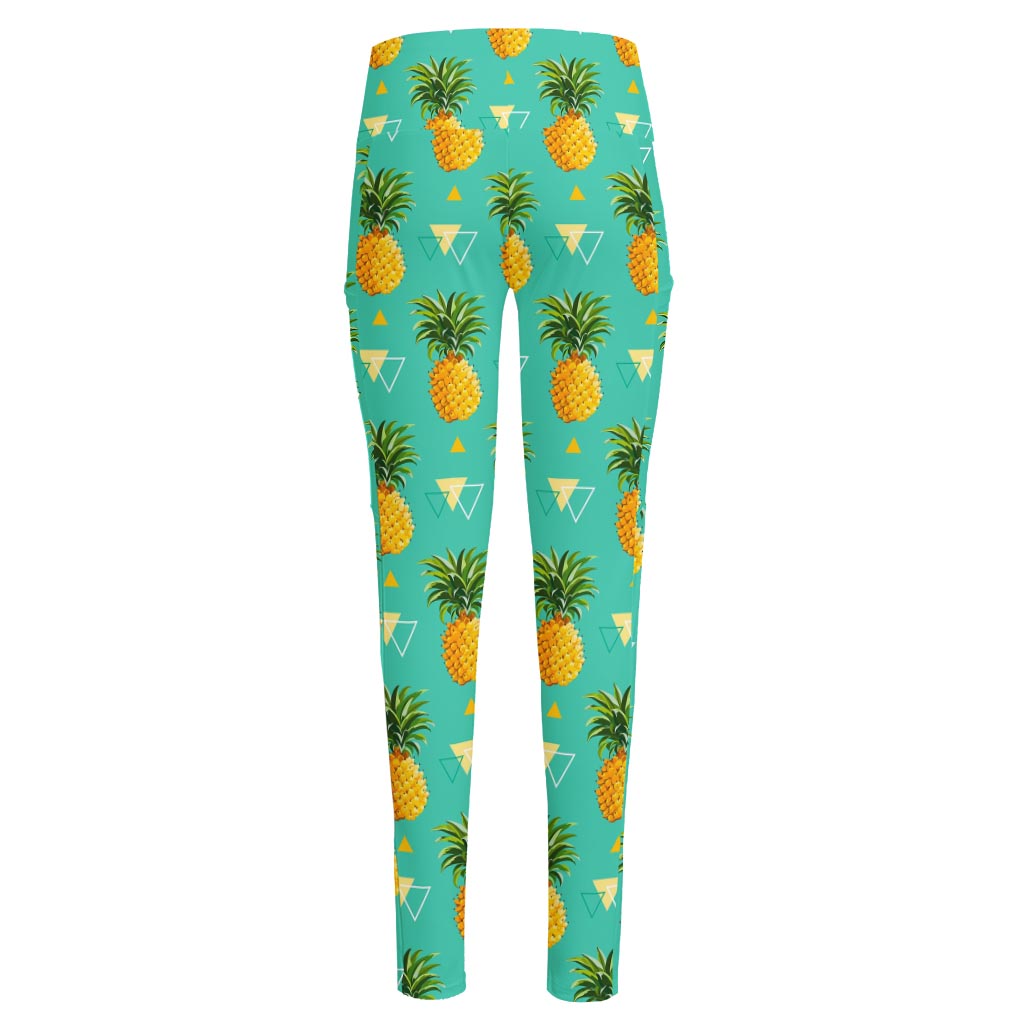 Geometric Pineapple Pattern Print High-Waisted Pocket Leggings