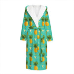 Geometric Pineapple Pattern Print Hooded Bathrobe
