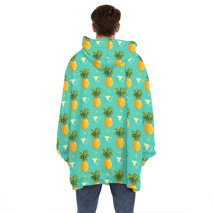 Geometric Pineapple Pattern Print Hoodie Blanket