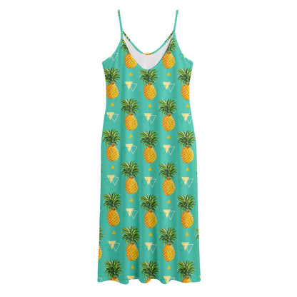 Geometric Pineapple Pattern Print Jersey Midi Cami Dress