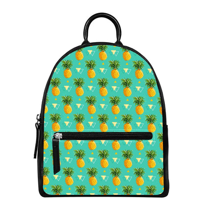 Geometric Pineapple Pattern Print Leather Backpack