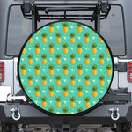 Geometric Pineapple Pattern Print Leather Spare Tire Cover