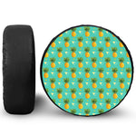 Geometric Pineapple Pattern Print Leather Spare Tire Cover