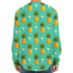 Geometric Pineapple Pattern Print Long Sleeve Baseball Jersey