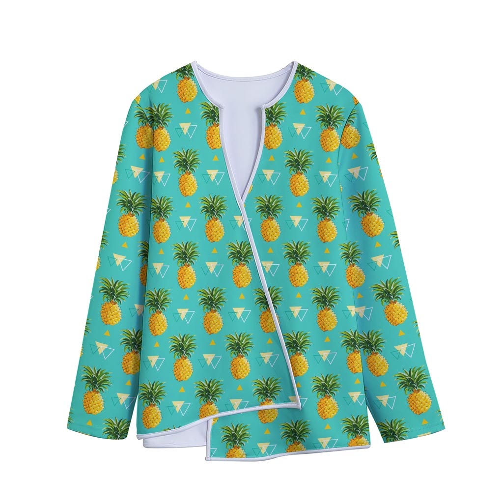 Geometric Pineapple Pattern Print Long Sleeve Short Coat
