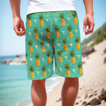 Geometric Pineapple Pattern Print Men's Cargo Shorts