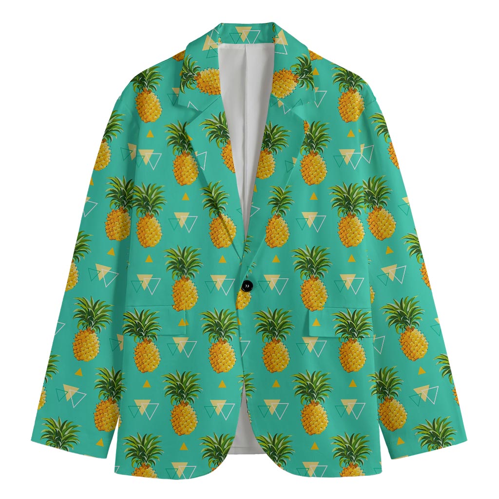 Geometric Pineapple Pattern Print Men's Cotton Blazer