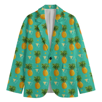 Geometric Pineapple Pattern Print Men's Cotton Blazer