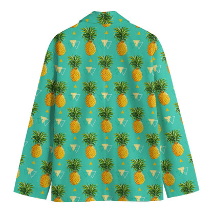 Geometric Pineapple Pattern Print Men's Cotton Blazer