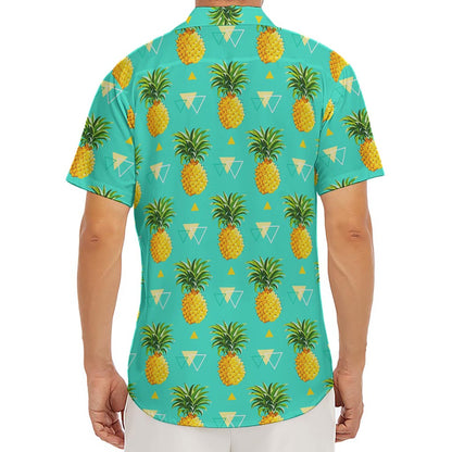 Geometric Pineapple Pattern Print Men's Deep V-Neck Shirt