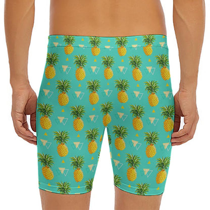 Geometric Pineapple Pattern Print Men's Long Boxer Briefs