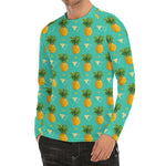Geometric Pineapple Pattern Print Men's Long Sleeve Rash Guard