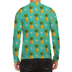 Geometric Pineapple Pattern Print Men's Long Sleeve Rash Guard