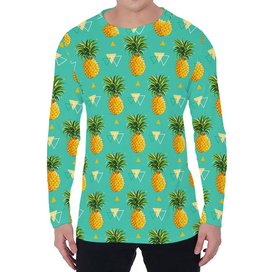 Geometric Pineapple Pattern Print Men's Long Sleeve T-Shirt