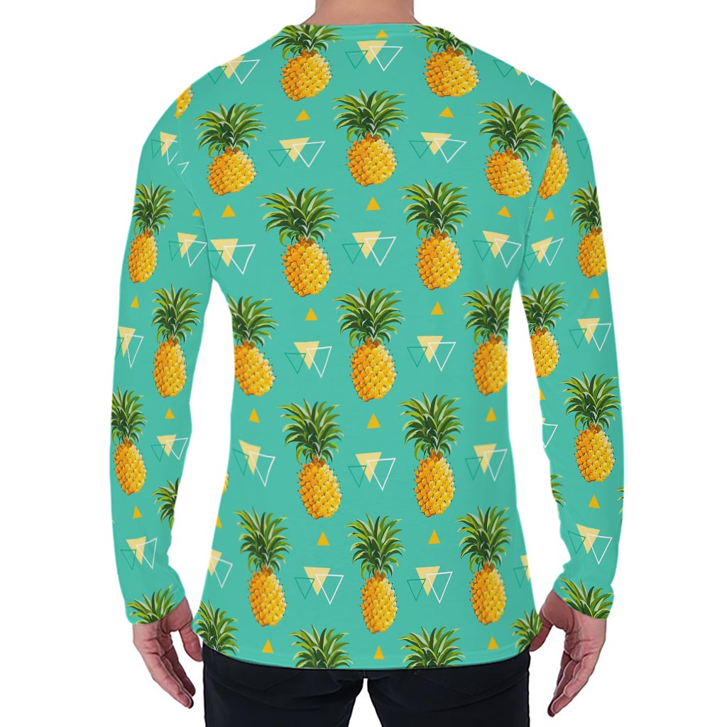 Geometric Pineapple Pattern Print Men's Long Sleeve T-Shirt