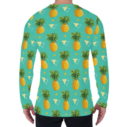 Geometric Pineapple Pattern Print Men's Long Sleeve T-Shirt
