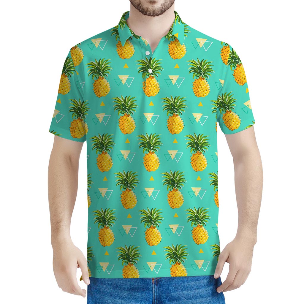 Geometric Pineapple Pattern Print Men's Polo Shirt