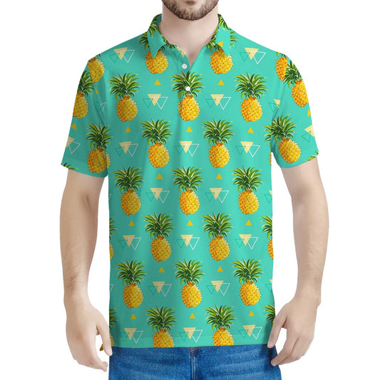 Geometric Pineapple Pattern Print Men's Polo Shirt