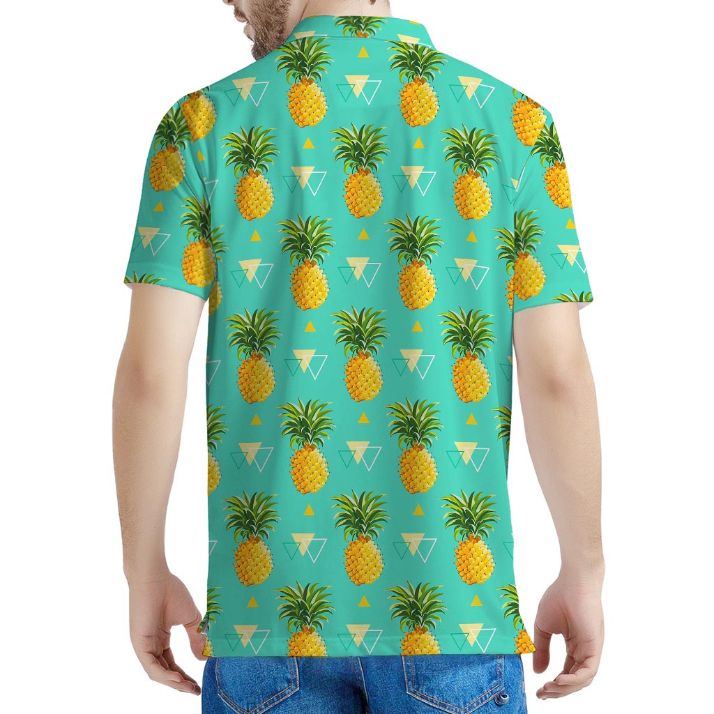 Geometric Pineapple Pattern Print Men's Polo Shirt