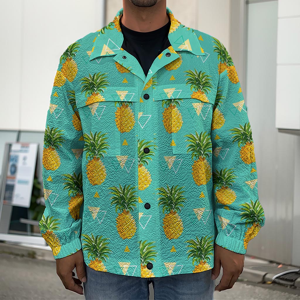 Geometric Pineapple Pattern Print Men's Shirt Jacket