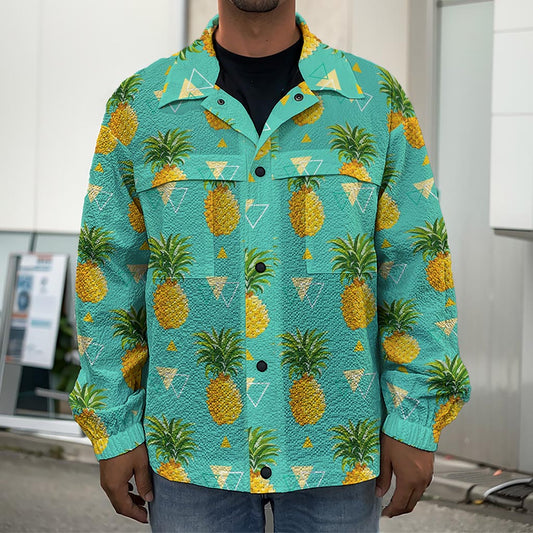 Geometric Pineapple Pattern Print Men's Shirt Jacket