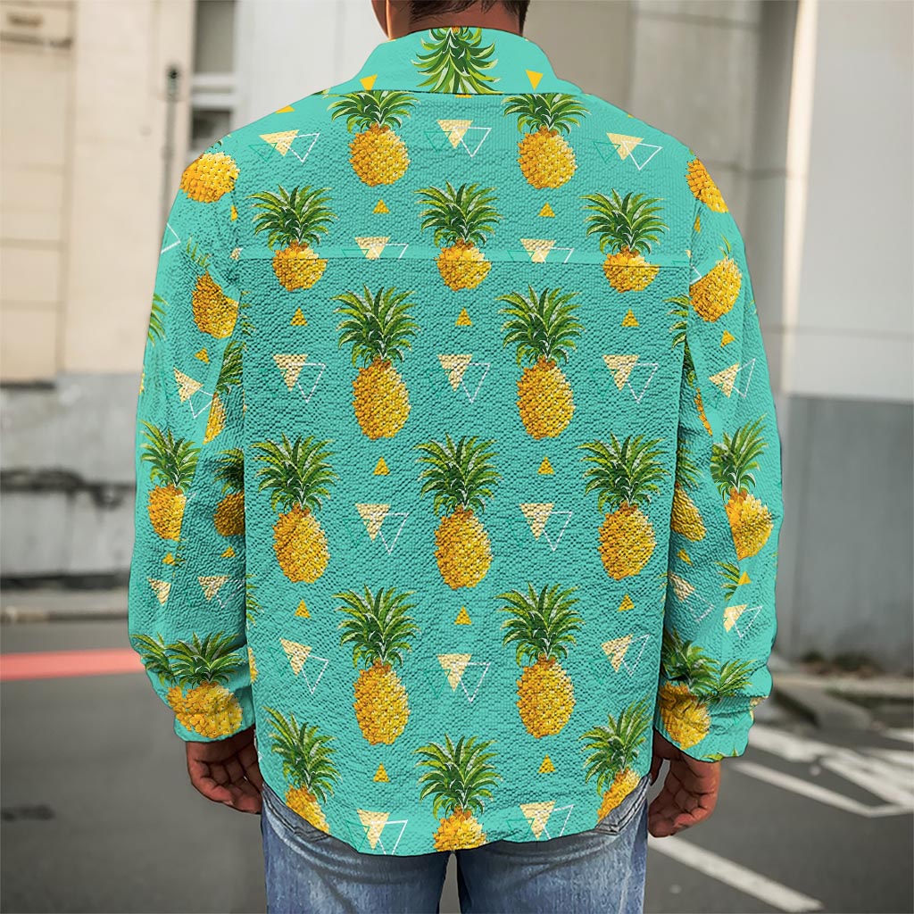 Geometric Pineapple Pattern Print Men's Shirt Jacket