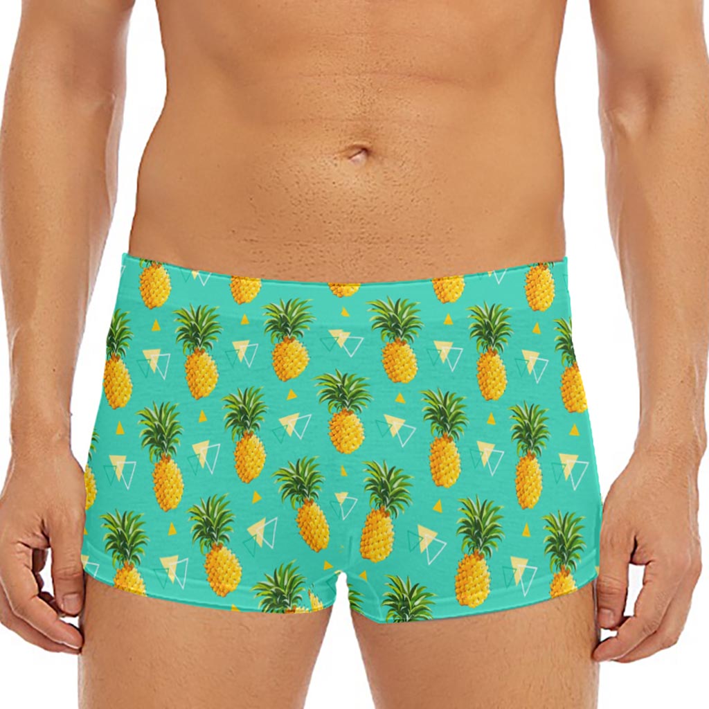 Geometric Pineapple Pattern Print Men's Short Boxer Briefs