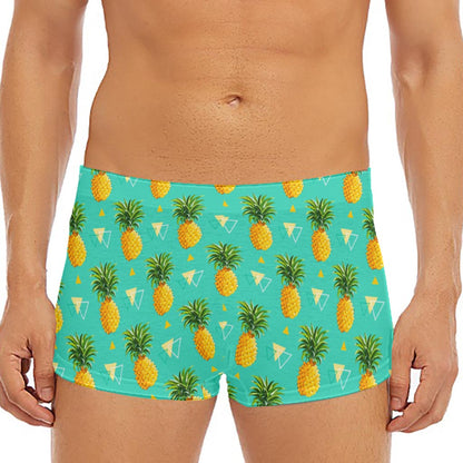 Geometric Pineapple Pattern Print Men's Short Boxer Briefs