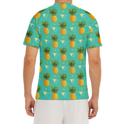 Geometric Pineapple Pattern Print Men's Short Sleeve Rash Guard
