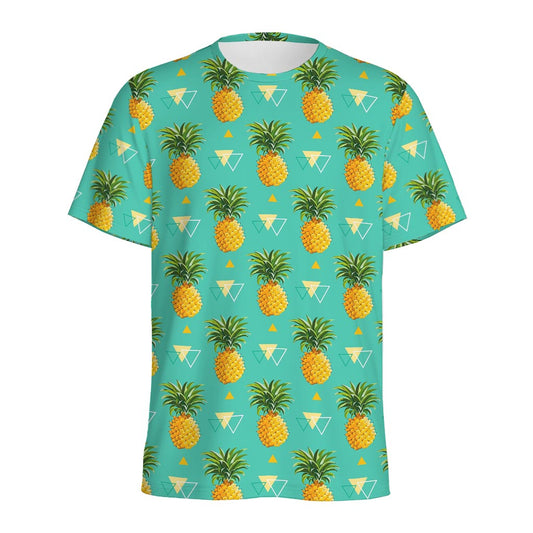 Geometric Pineapple Pattern Print Men's Sports T-Shirt