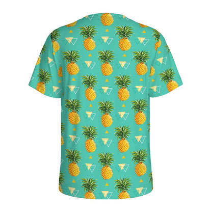 Geometric Pineapple Pattern Print Men's Sports T-Shirt