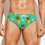 Geometric Pineapple Pattern Print Men's Swim Briefs