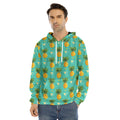 Geometric Pineapple Pattern Print Men's Velvet Pullover Hoodie